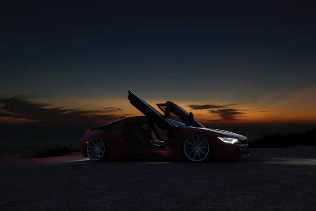 beautiful car sunset